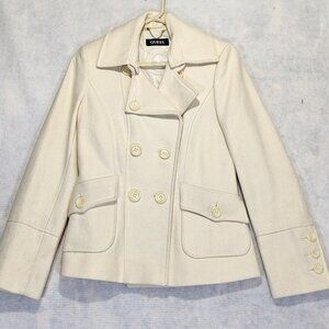Guess Peacoat Ivory Womans M Wool Coat Jacket‎ Off Weight Y2K VTG Old Money